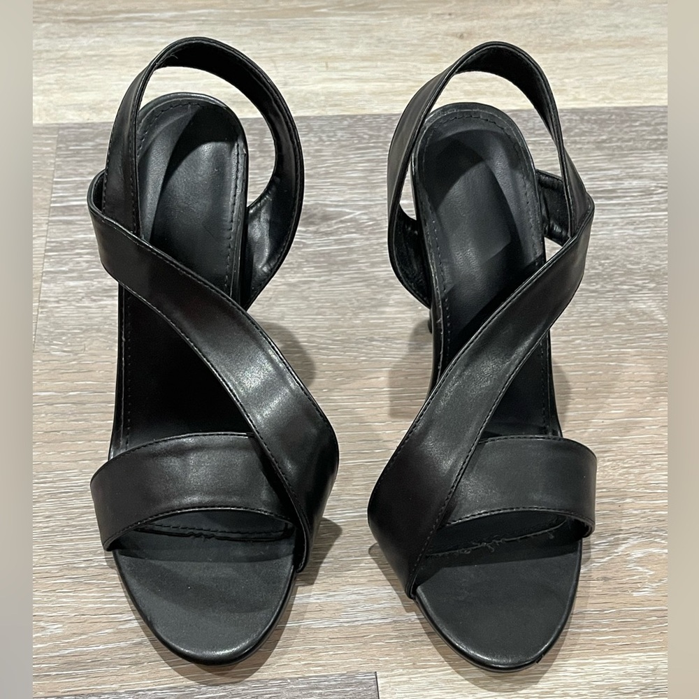 Black sling back heels